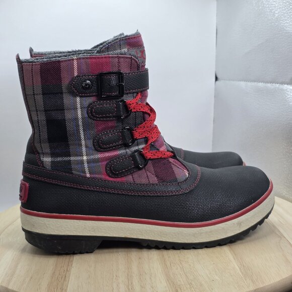 UGG Women’s Decatur Plaid Boots Waterproof Black/Red Size US 8 S/N 1001742 - Picture 3 of 10